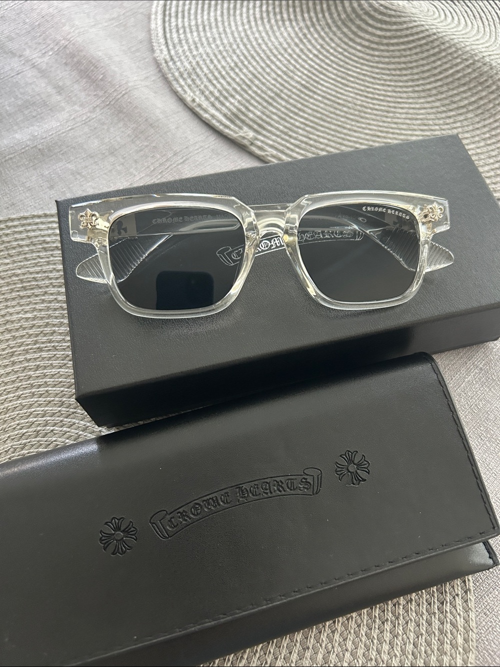 Chrome Hearts Clear Frame Sunglasses with Black Lenses